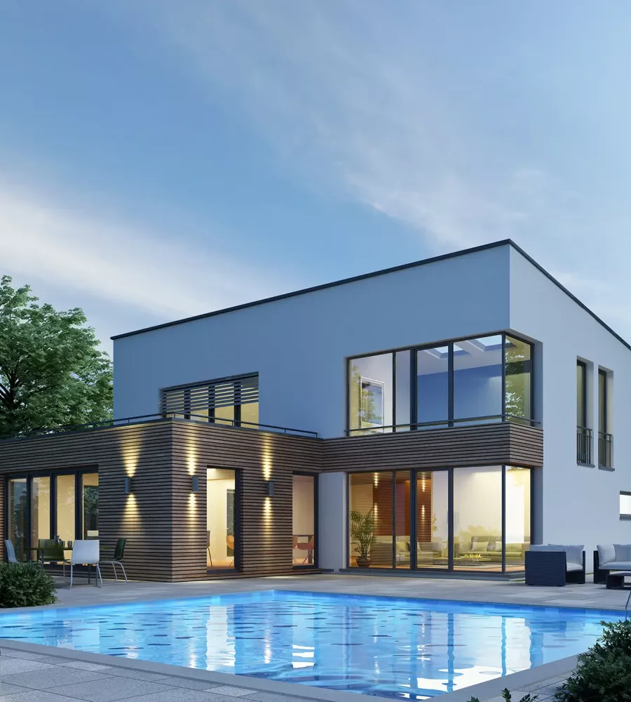 modernes Haus im Bauhaus Stil mit Swimming Pool